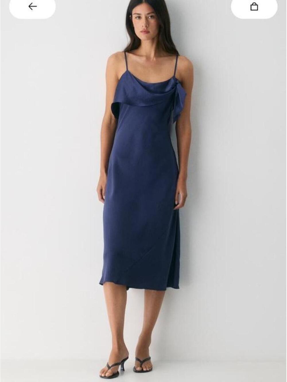 Aritzia Wilfred Cannelle Satin Dress | Harbour navy blue size S